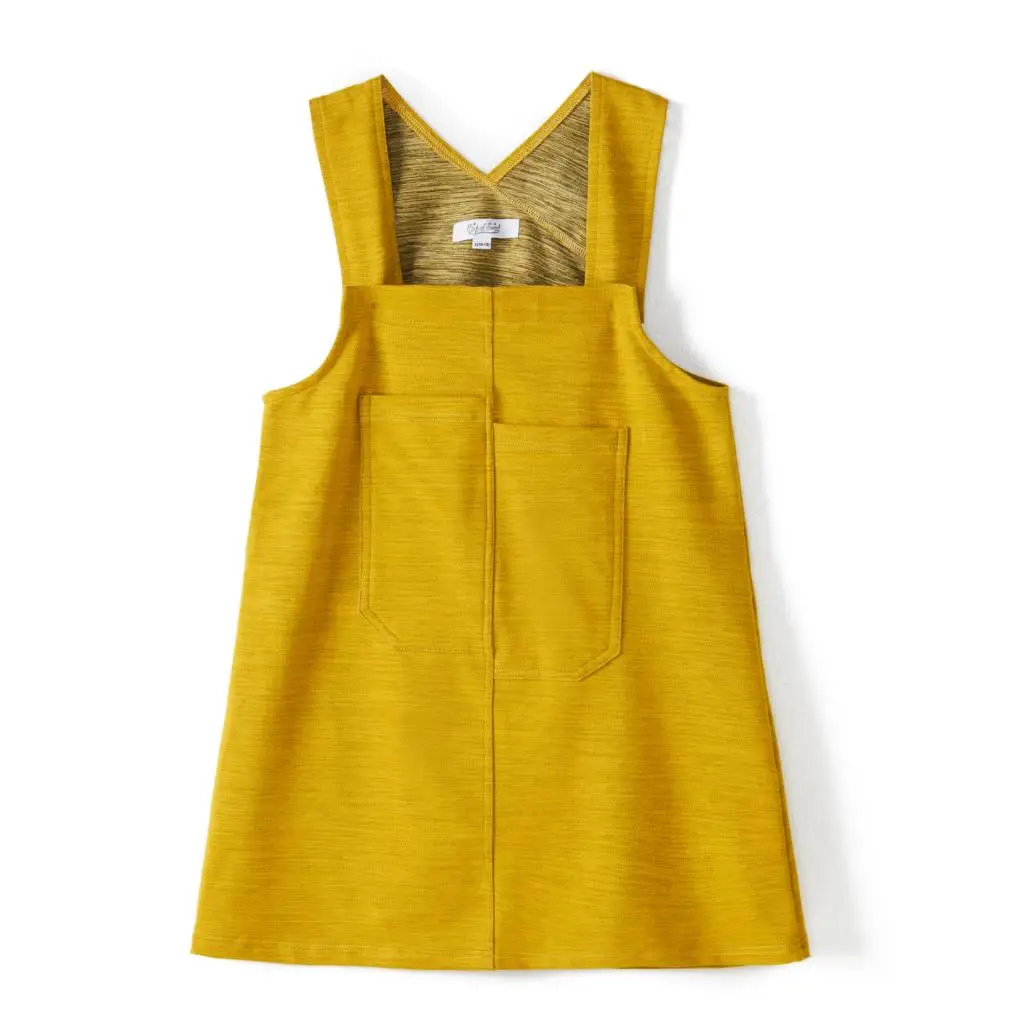 

CupofSweet Yellow Overalls Dress Children Girls Dresses Autumn 2019 Pocket Front Dress Shirt Sleeveless Kid Girl Casual Dresses