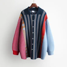 Осень зима корейский полосатый свитер женский длинный свободный длинный рукав кардиган зимний топ размера плюс свитер женский свитер