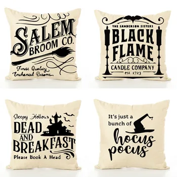 

Halloween print Pillow case Throw Pillow Covers Decorative Square Pillowcases with Bat Old Castle Letter Print Sofa Couch Bed