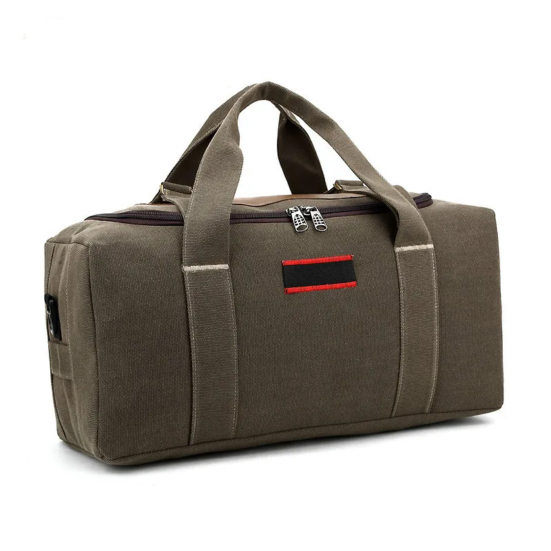 New Large Capacity Canvas Leather Portable Crossbody Bag Men's Baggage Travel Shoulder Bag Practical Luggage Thicken Travel Bag