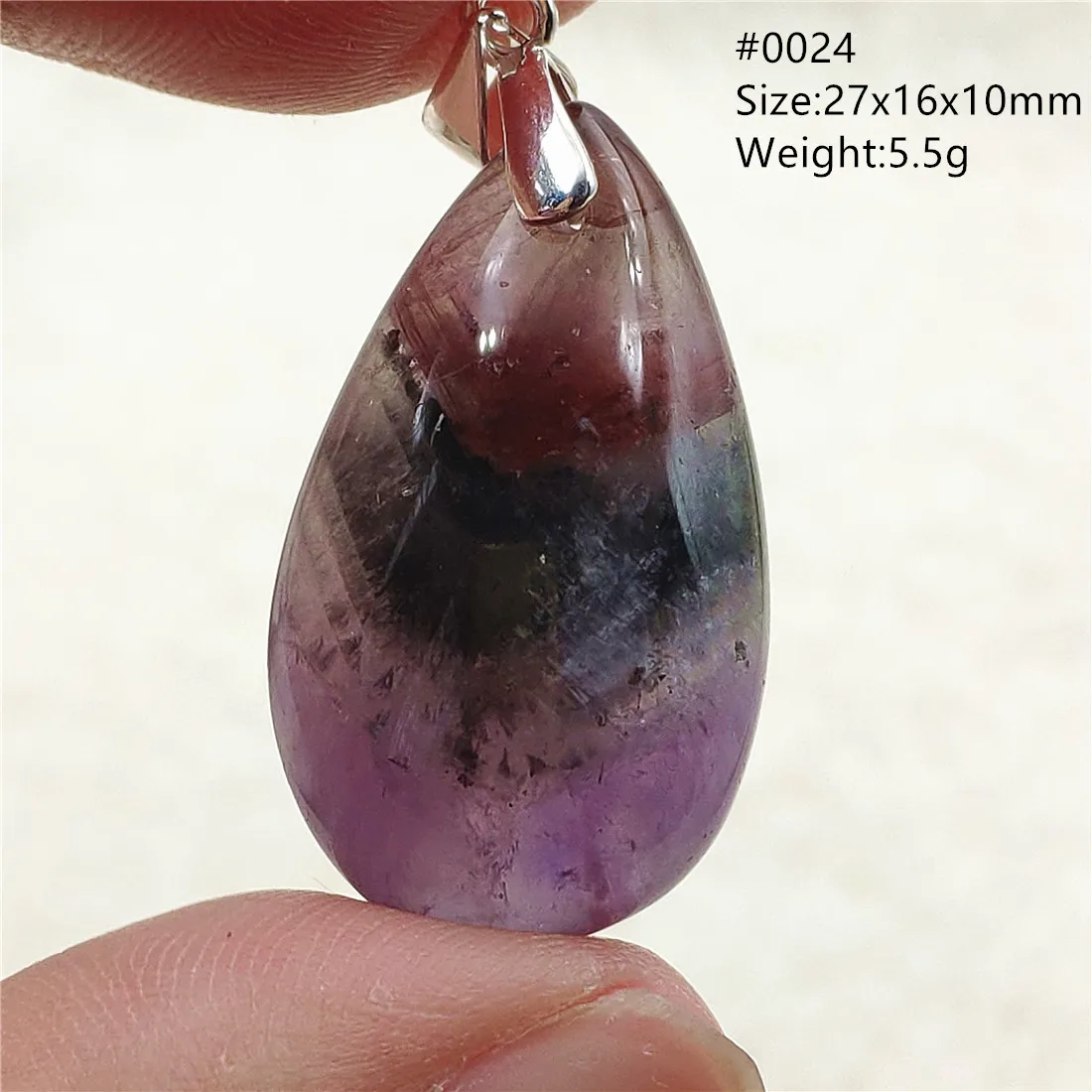 Genuine Natural Cacoxenite Auralite 23 Purple Red Pendant Water Drop Rutilated Bead Women Men AAAAAA