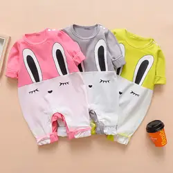 Комплекты одежды для маленьких девочек; комбинезон для новорожденных мальчиков и девочек с принтом Rabbite