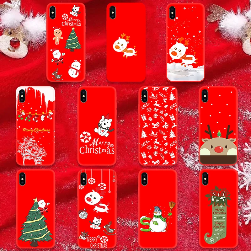 

Jamular Christmas style silicone phone case For iPhone X XS Max XR For iphone 6 6s 7 8 plus Santa Claus Elk Snowman Back Cover