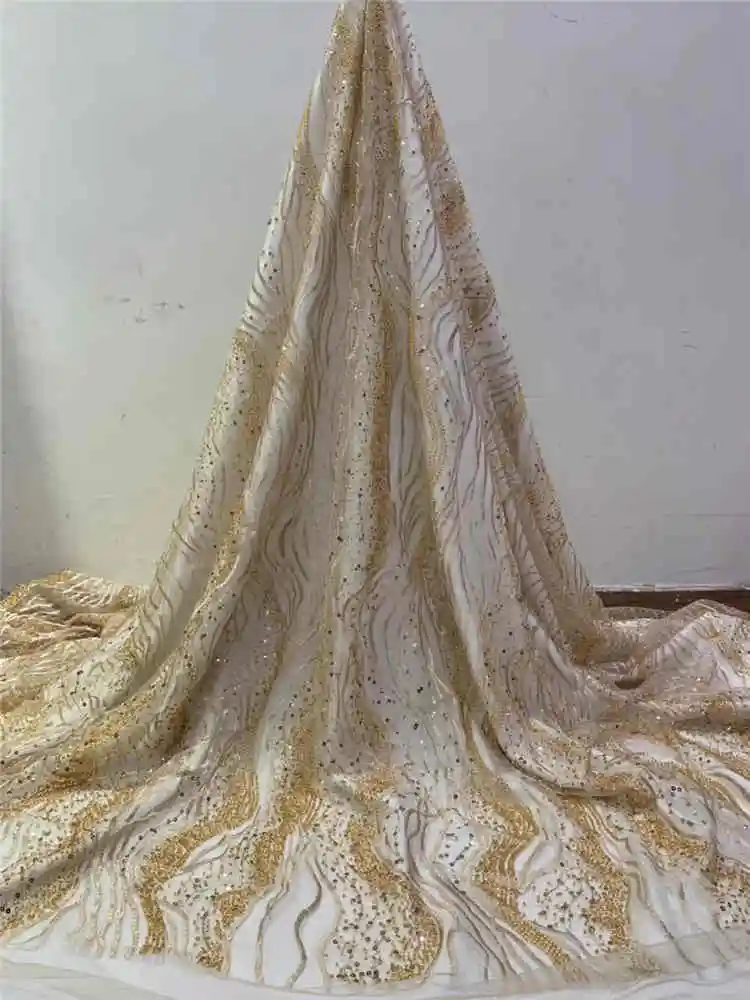 Свадебные кружевные красивые последние популярные африканские тяжелые ручной работы бисерные кружевные ткани для вечерних платьев Winn298u