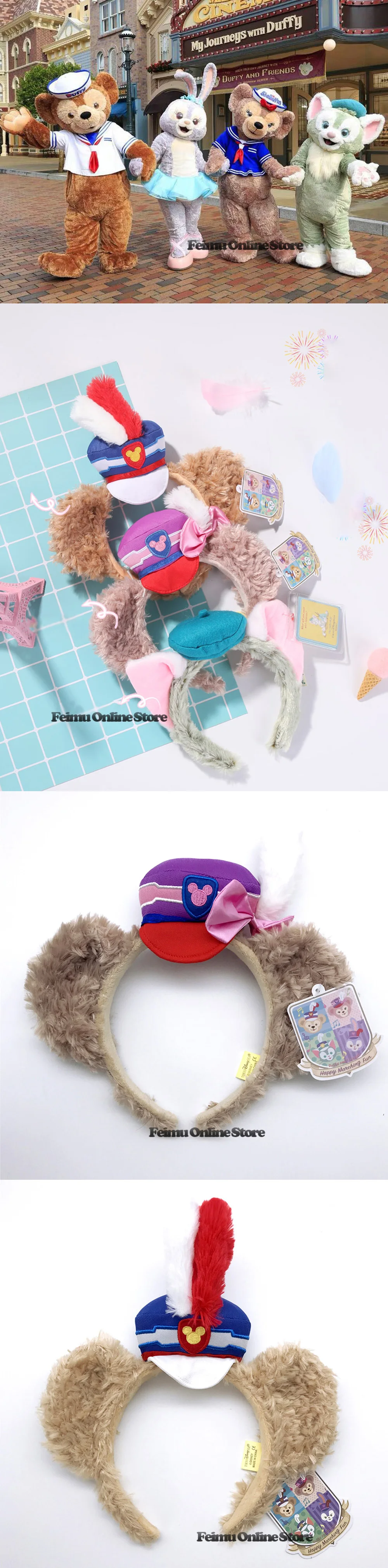 Disney Orelhas 3D Duffy Bear Hairpin, Stuffed
