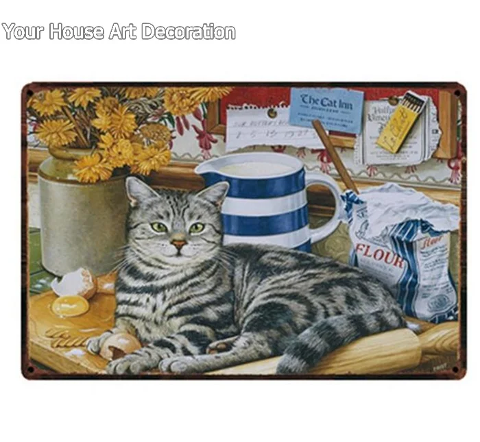 Love me Love My Cat Металлический Знак оловянный магазин домашних животных Предупреждение умный плакат с кошкой домашний Декор Бар настенная живопись 20*30 см - Color: 1