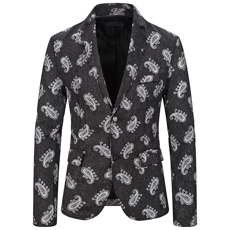 Style-3 Silver Костюм Homme, мужской костюм с принтом розы, однобортный костюм, мужские костюмы Terno Masculino, Цветочные Вечерние Свадебный костюм жениха, Топ - Цвет: Style-3 Silver