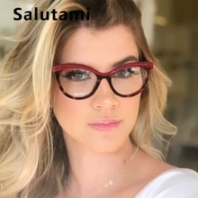 Половинная оправа для бровей в стиле пэчворк, кошачий глаз, женские очки в ретро стиле, красные круглые прозрачные линзы, очки для женщин, янтарные оттенки, прозрачные