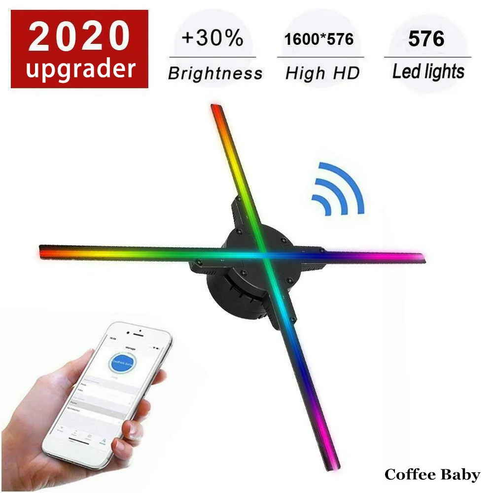 638 светодиодный Wifi 3D голографический проектор вентилятор голографическая лампа