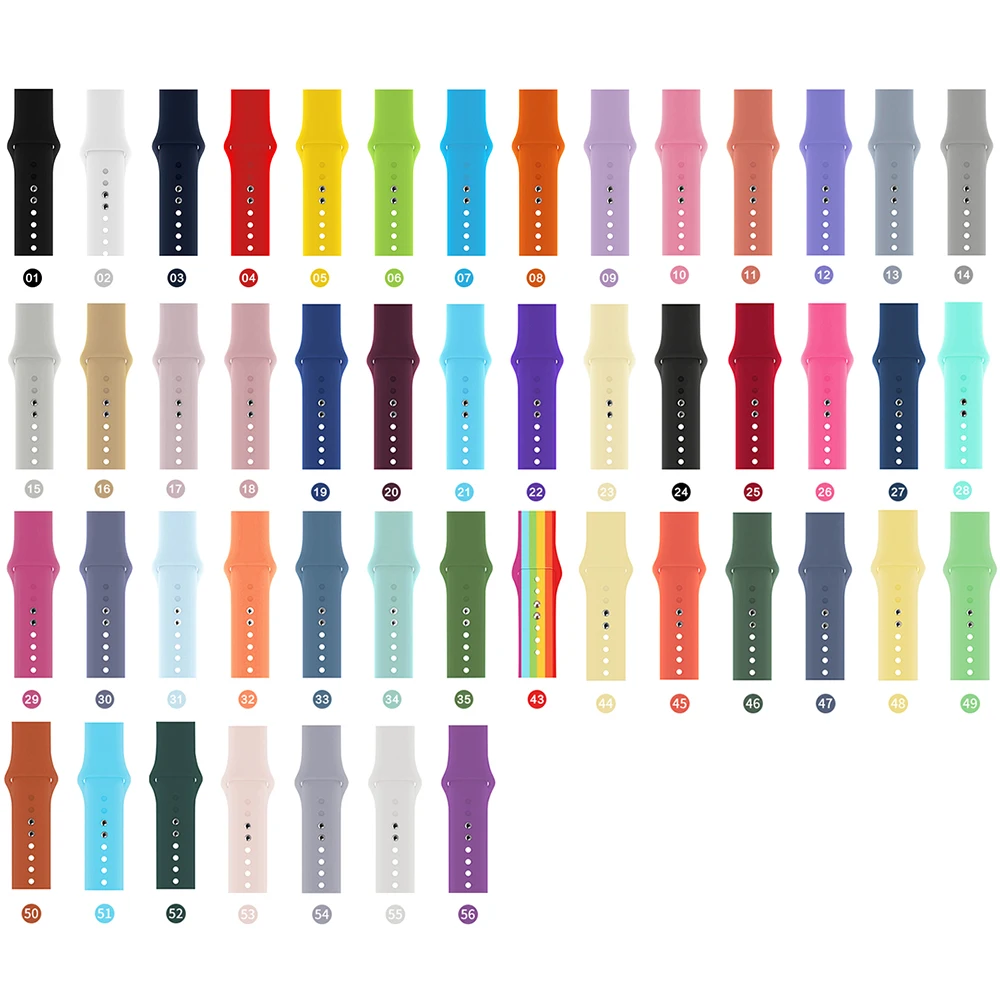 Soft Silicone Sport Band for Apple Watch SE 7 Series 44MM 40MM rubber Watchband Strap on smart iWatch 654321 42MM 38MM bracelet