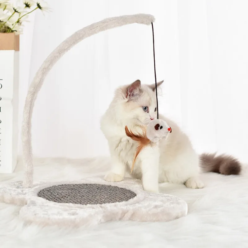

Cat Hanging Teaser Toys Kitten Interactive Funny Fake Mice Teaser Toy Cat Scratch Pad With Feather Kitten Scratch Toy