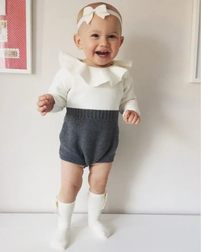 

INS Kids' Sweater Spring And Autumn Girls Baby Infant Neck Knit Yarn Onesie Baby Bodysuit Romper Crawling Clothes