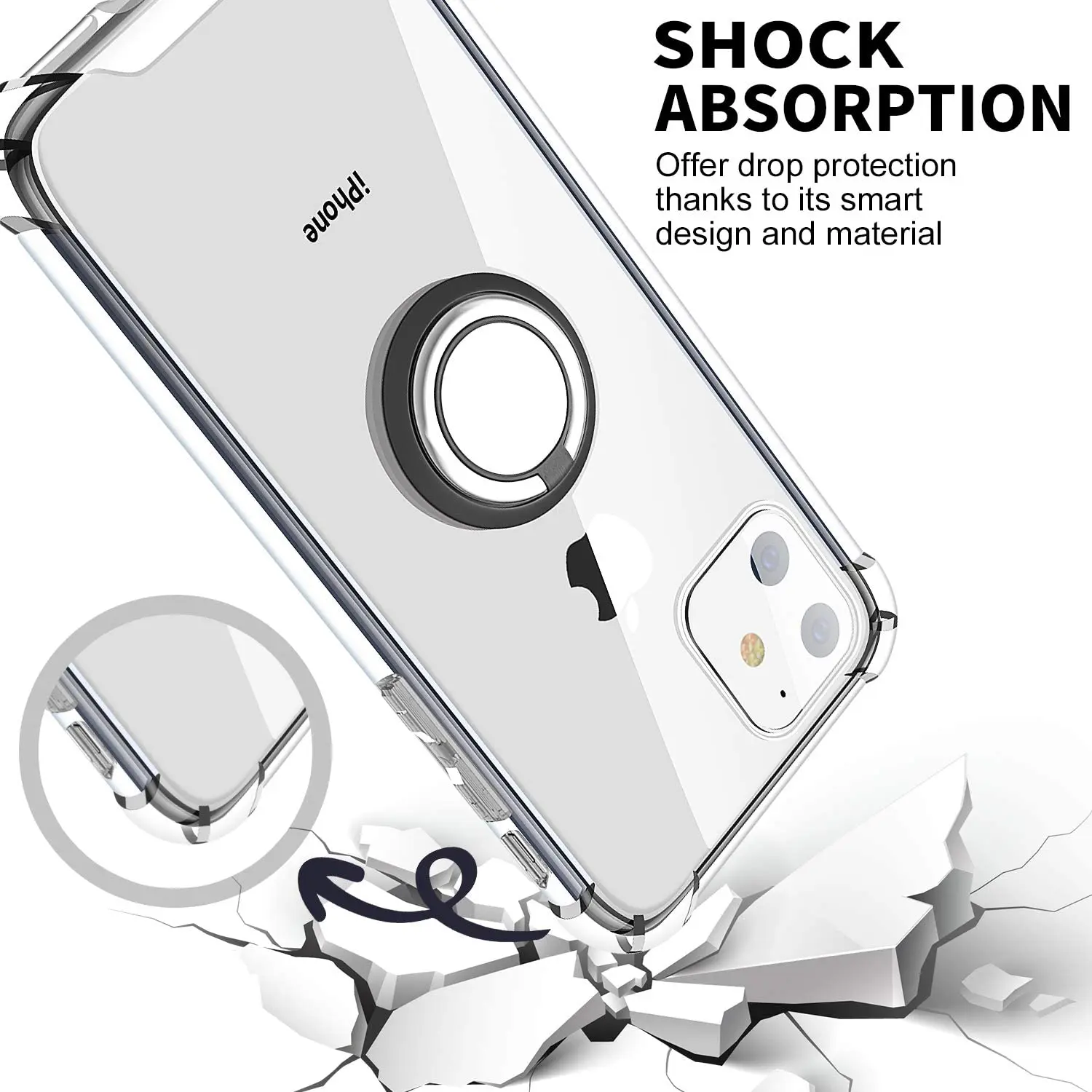 Ring Holder Shockproof Soft TPU Back Case