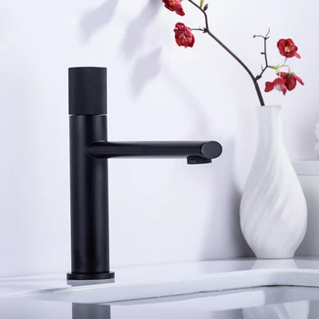 

Brass Single Holder Hole Black Modern Deck Mounted Hot And Cold Water Mixed Type Bathroom Basin Faucet