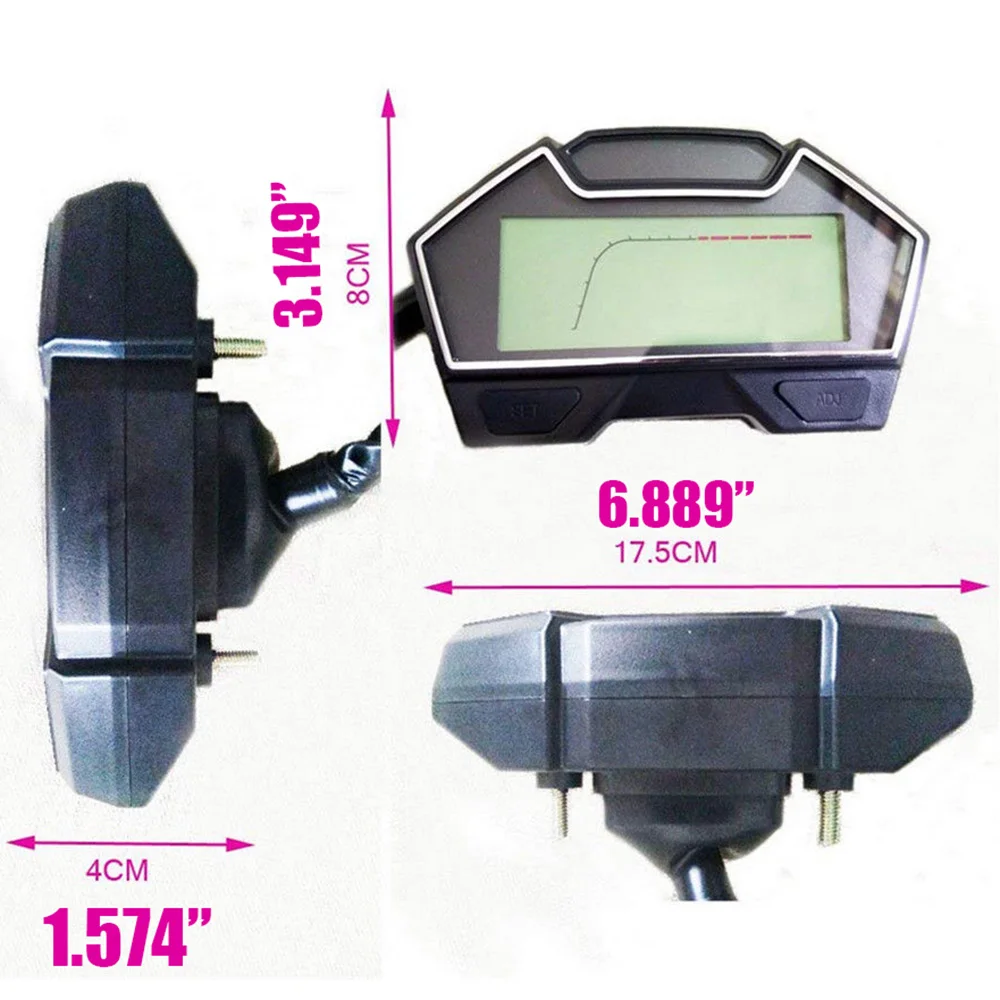 Мотоцикл Скорость метр Регулируемая скорость одометр тахометр 12 В ЖК цифровой датчик панель скорость метр Тахометр одометр