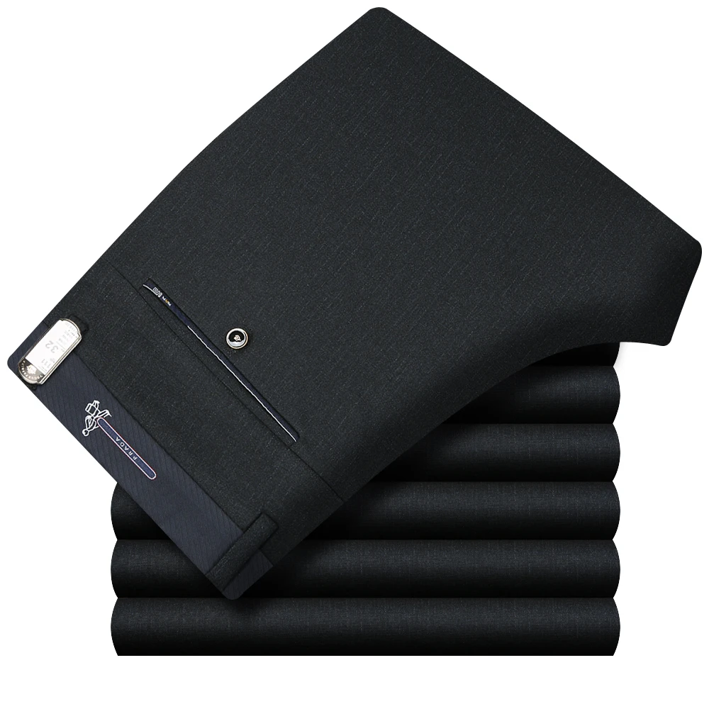 black gray 111 ICPANS, мужской костюм, брюки, классические, прямые, осень, для офиса, брюки, для мужчин, формальная одежда, брюки, деловые брюки для мужчин, большой размер - Цвет: black gray 111