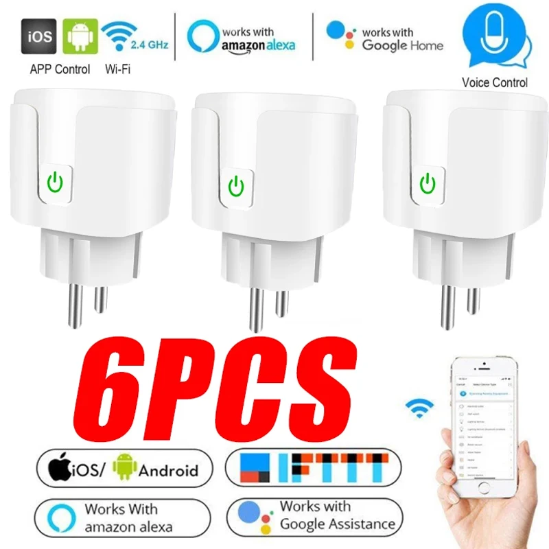 16A ЕС Smart Plug Wi-Fi умная розетка Мощность мониторинг энергии таймер разъем EU голос