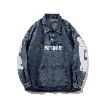 

Men's jackets Europe and the United States original printed denim clothing loose trend high-quality jacket western denim jacket