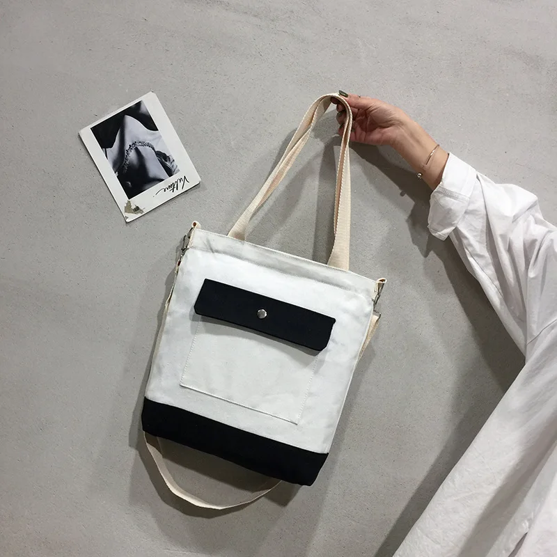New Style Canvas Bag Women's Shoulder Joint Shoulder Cross-body Versitile Fashion Women’s Canvas Handbag Shopping Bag