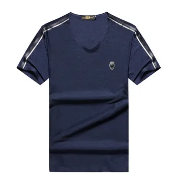 

Plus Fat plus Size Men Ice Silk V Collar Short Sleeve T Shirt Male Fat Man Summer Dress Loose Backing Shirt Fat Half Sleeve