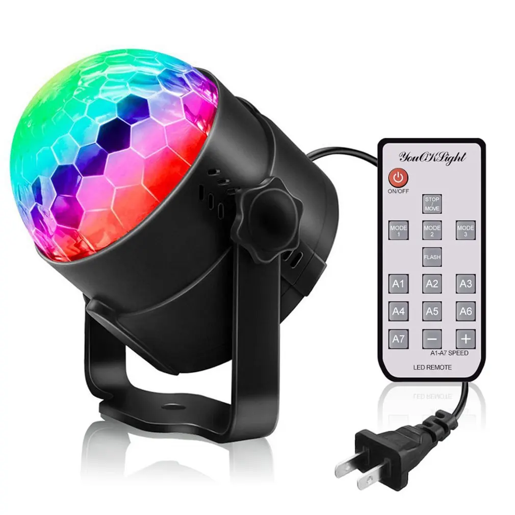 

6-Color Mini Disco Stage Crystal Magic Led Stage Ball Light Lamp With Voice Remote Voice Control Beauty