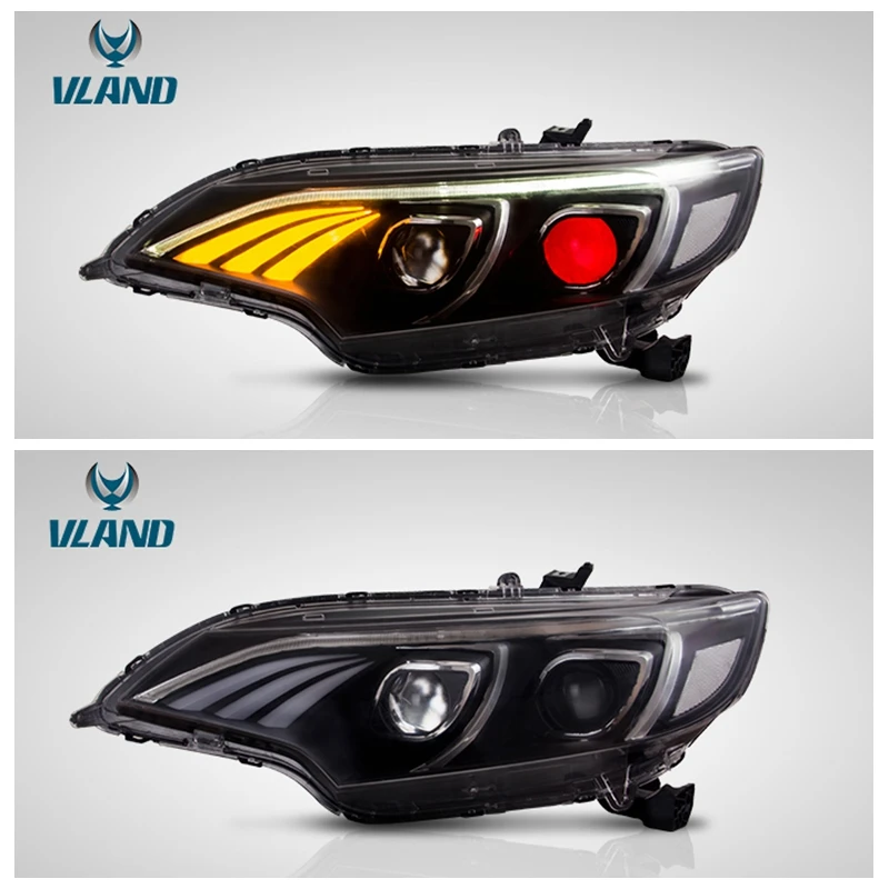 

VLAND factory for car headlight for FIT or JAZZ LED head lamp 2014-up turn signal with Sequential Indicator and Play and Plug