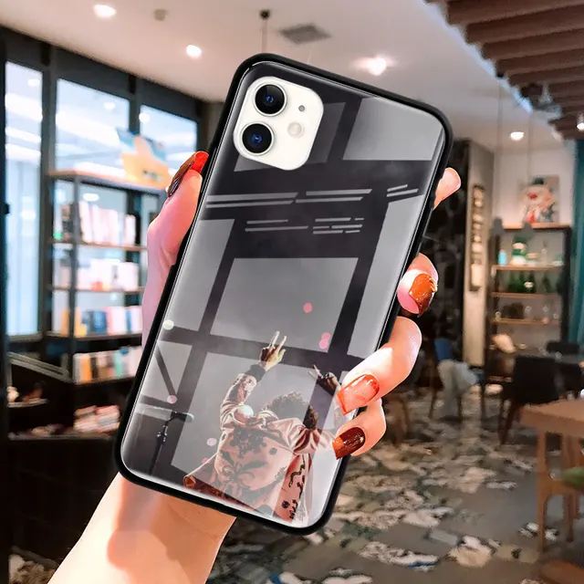 Glass Case For Apple iPhone 12 11 Pro Max 8 7 XS XR X 6 6S Plus SE 2020 Mobile Phone Coque Fundas Fine Line Harry Styles 1D T09