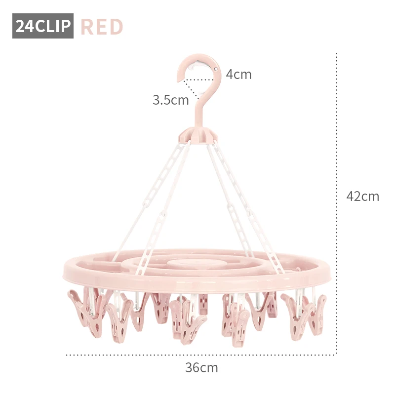 24 clip pink BNBS вешалка для одежды, вешалки для одежды, вешалка для одежды, складная сушилка для одежды, вешалка для носков, крючки для одежды - Цвет: 24 clip pink