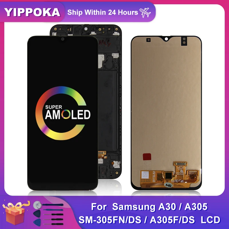 ЖК-дисплей для Samsung Galaxy A30/A30S Super AMOLED/A30S/A307F сенсорный экран с дигитайзером в сборе