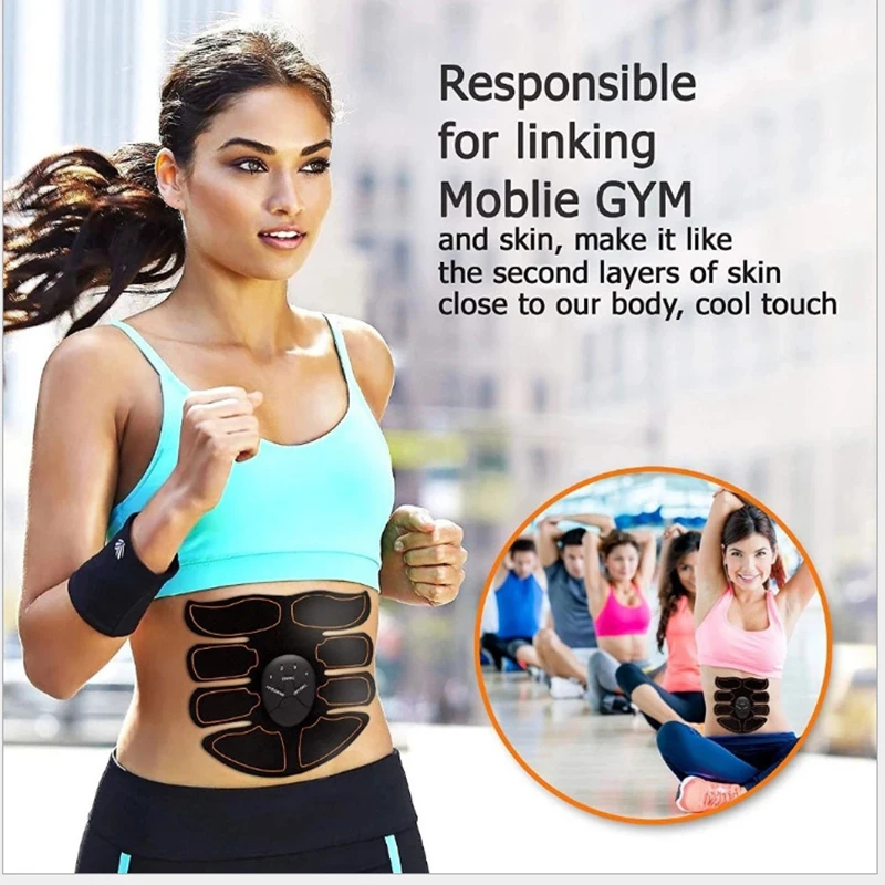 Wireless EMS Abdominal Muscle Stimulator Toner Hip Trainer Vibro Body Shaper Slimming Massager Buttock Abdomen Arm Leg Training