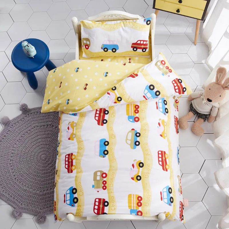 

3Pcs/Set Baby Bedding Set Pure Cotton Bedding Set Baby Crib Bedding Set Kindergarten Quilt with Pillowcase Sheet Without Inner