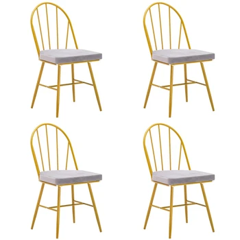 

4Pcs Nordic Backrest Armrest Dining Chairs Simple Dessert Shop Chair Home Makeup Chair Restaurant Lounge Chair