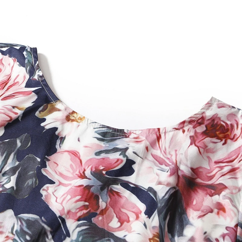 S-XL размера плюс длинное платье Для женщин Цветочный принт вечерние платье и развевающейся юбкой Bodycon Платье Осень Наряды бохо