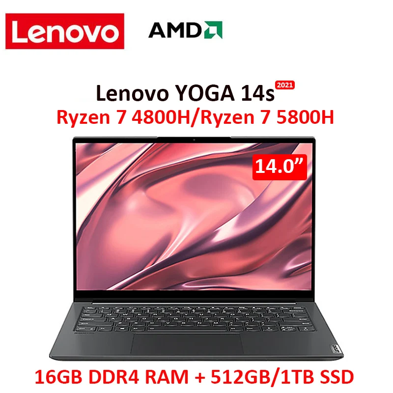 Limited lenovo YOGA 14s 2021 laptop Ryzen 7 4800H/5800H 16GB RAM 512GB SSD 14 inch Full screen ultrathin laptop