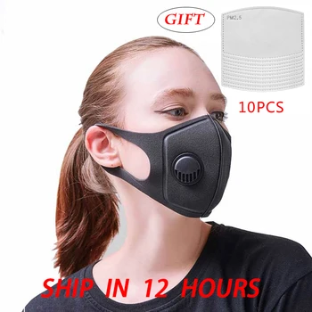 

10 PCS Masks with 10 Pcs Filters Mask Military Smoke face Mask Washable Respirator Mask with filters