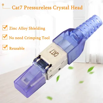 

CAT7 Ethernet RJ45 Shielded Crystal Head Reusable Type Crystal Head RJ45 Ethernet Cable Adapter 10 Gigabit High Quality