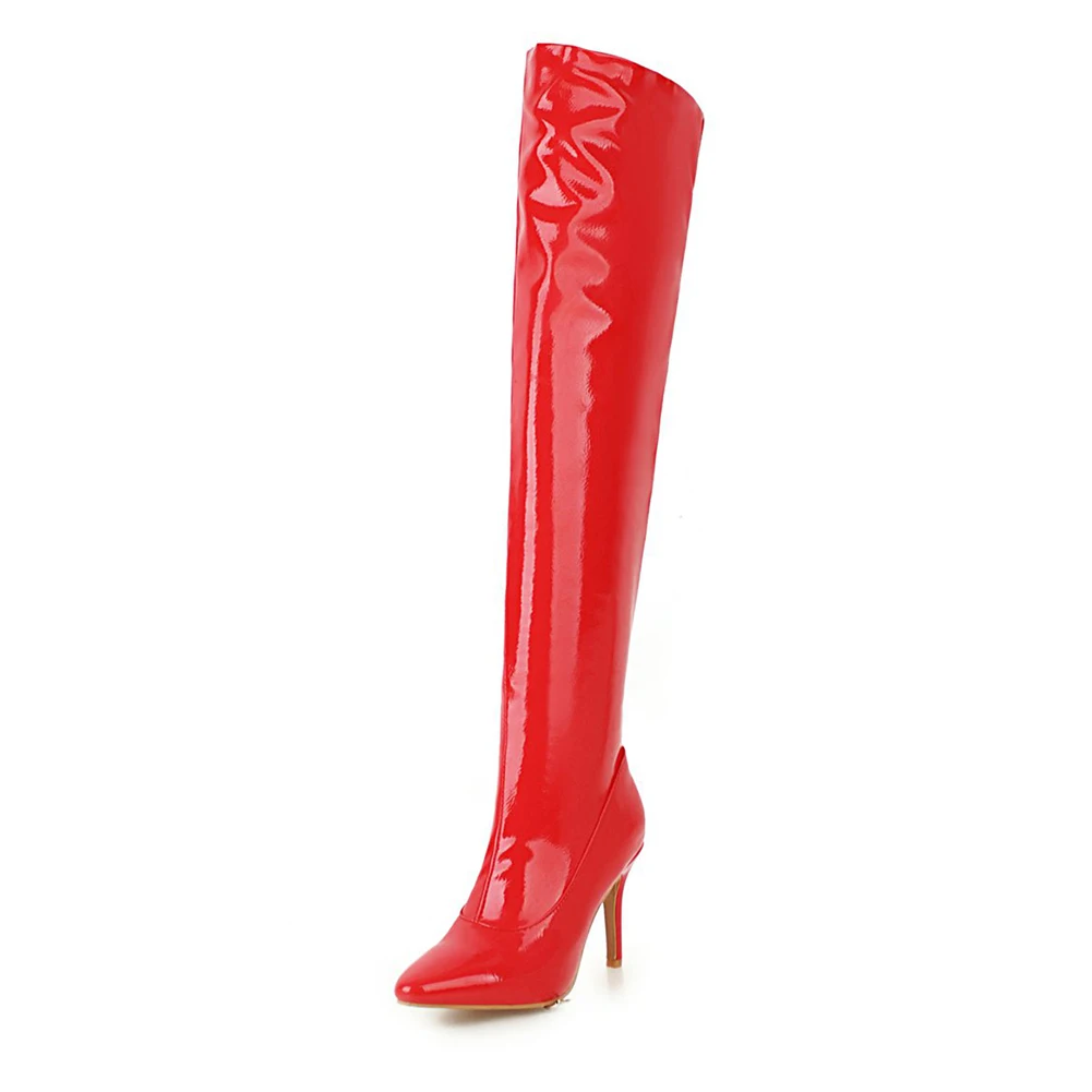 SARAIRIS Big Size 33-48 Brand New Pointed Toe Women Shoes Sexy Ladies High Heel Party Prom Shoes Woman Over The Knee Boots - Цвет: Красный