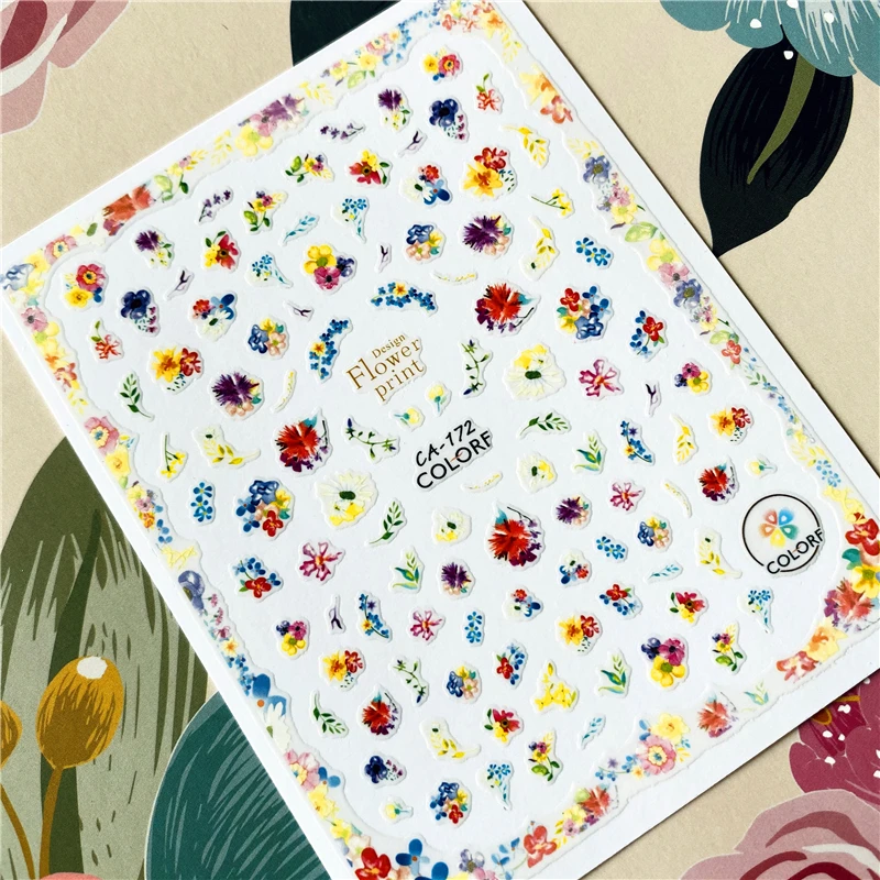 CA-172 to 210 English letters A-Z Flower 3D Back glue Nail decal Nail sticker Nail decoration Nail art Nail tool Nail ornament - Color: CA-172
