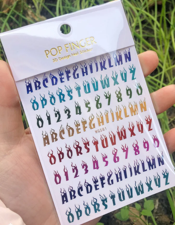 1PCS Multi-Color Laser Reflective Alphabet Nail Art Sticker Kit