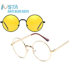 IVSTA компьютерные очки Круглый анти синий светильник блокирующая оптическая оправа для женщин Близорукость мужчин для Harri Potter стиль ночные солнцезащитные очки