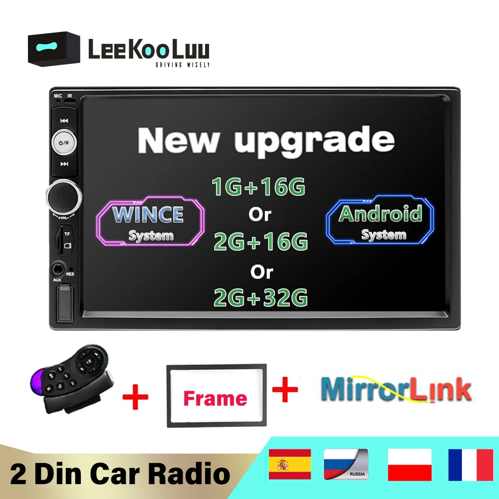 

LeeKooLuu 2Din Car Radio 7 Inch Autoradio MP5 Bluetooth USB TF AUX FM Android Phone Mirrorlink 2 Din Car Multimedia Player