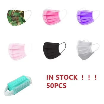 

IN STOCK Mascarillas 50PCS Disposable mascarillas adultos Protect Anti Dust Face Mask Non-woven 3Ply Breathable Ear Loop Mask