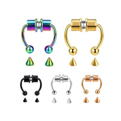 1pc Stainless Steel U Shaped Fake Nose Clips Hoop Septum Rings Magnet Play On The Beach Nose Piercing Fake Piercing Hip Hop Rock