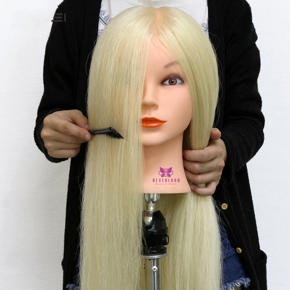 Блонд 26 &quot100% настоящие волосы животных манекен голова Профессиональная