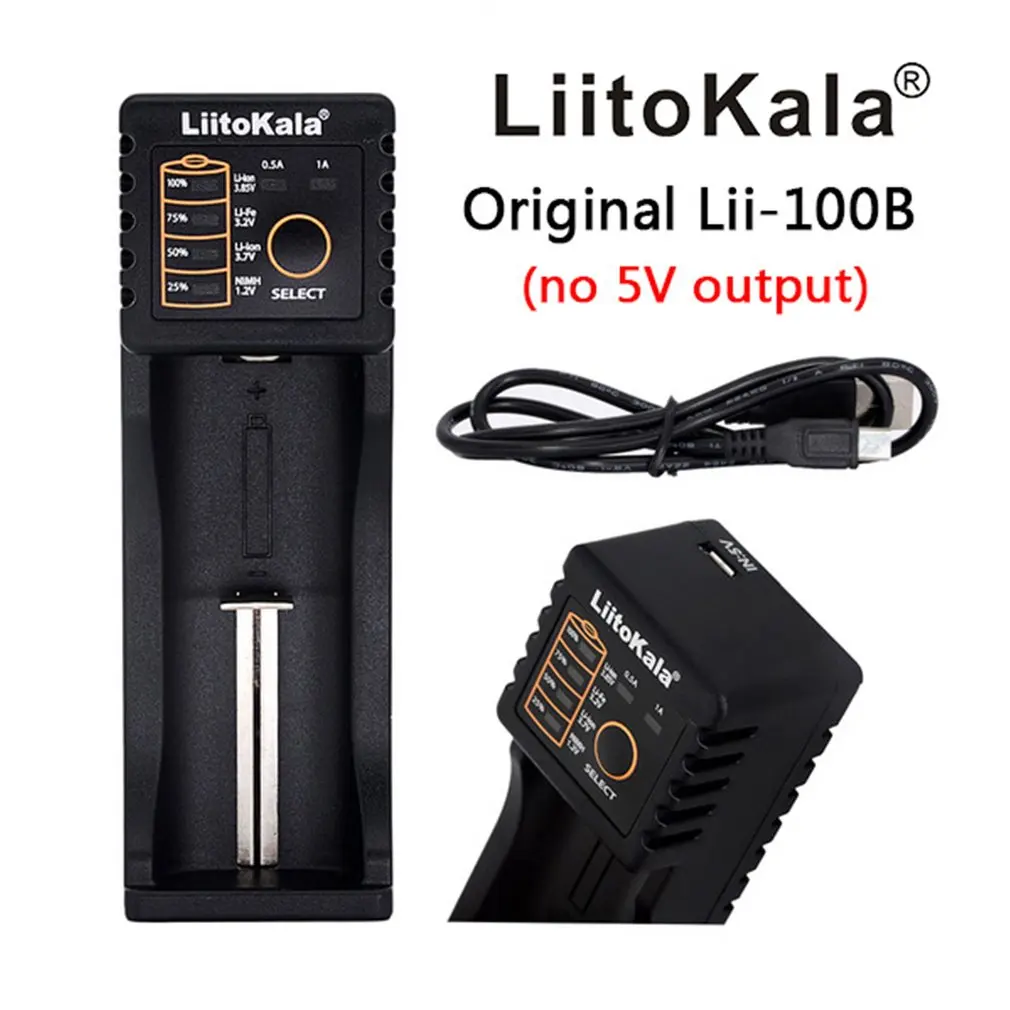 Умное устройство для зарядки никель-металлогидридных аккумуляторов от компании Liitokala: Lii-100B 18650 Батарея Зарядное устройство 26650 21700 14500 10440 никель-металл-гидридного литий-ионный, никель-кадмиевый аккумулятор, компакт-дисков умное универсальное Батарея Зарядное устройство