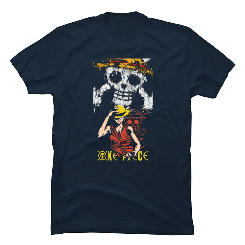 OnePieceLuffy708 2018 Discount Short Sleeve Funny Tshirts Pure Cotton Round Collar Male Tees Printed On Top T-shirts Father Day OnePieceLuffy708 navy