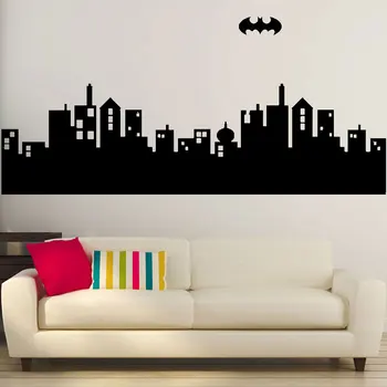 

GOTHAM CITY SKYLINE Batman Decal Removable Vinyl Wall Sticker Home Wall Sticker Art Deco, Boy Room Decor
