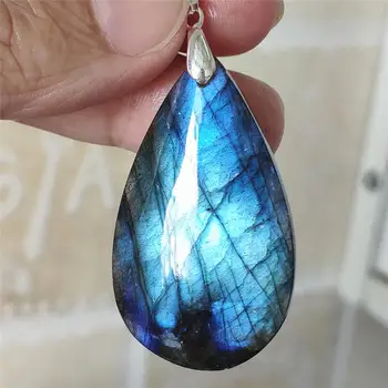 

41x25x8mm Natural Blue Light Labradorite Pendant Women Men Water Drop Necklace Jewelry Fashion stone AAAAA