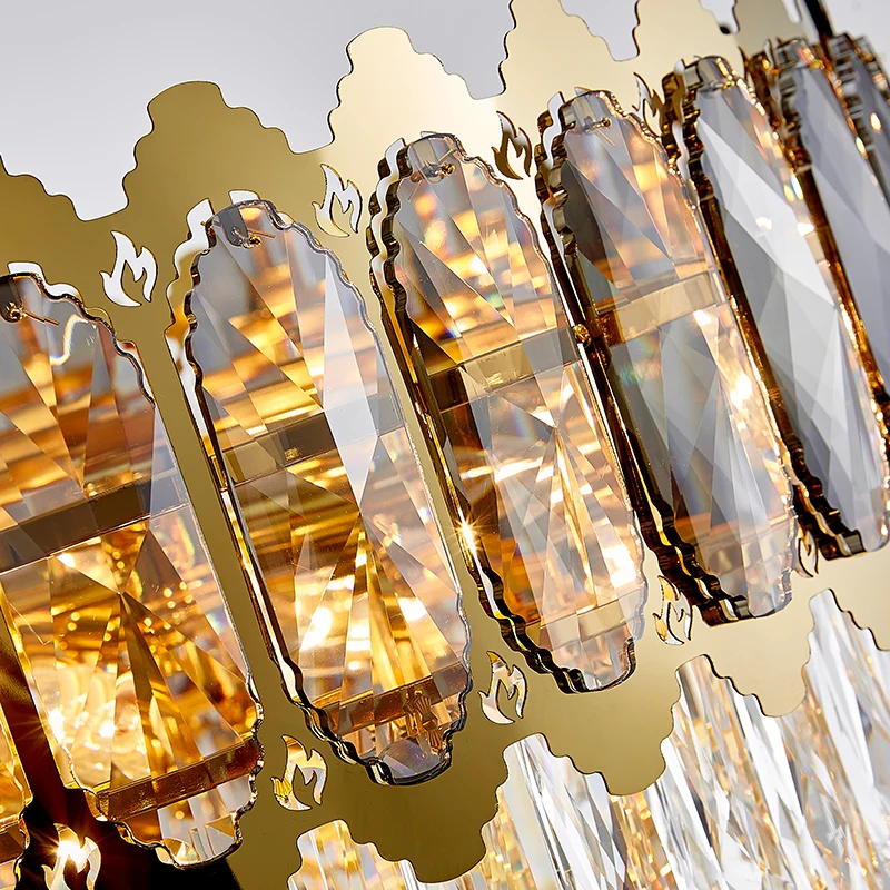 Modern Crystal Oval Luxury Gold Round Stainless Steel Line Chandeliers 5 Modern Crystal Oval Luxury Gold Round Stainless Steel Line Chandeliers 5