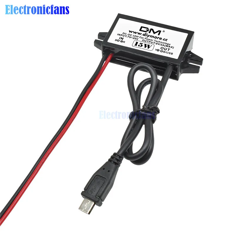 Автомобильный адаптер питания с 12 В на 5 3 А 15 Вт Micro USB повышающий выход 96